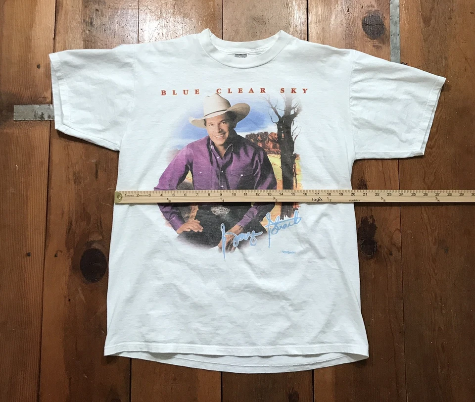 Camisa de Concierto George Strait Años 90 De Colección Para Hombres Grande 1996 Gira Azul Cielo Claro EE. UU. Foto 4 de 4