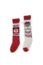 Vtg Christmas Knit Stocking Long Sock Set Of 2 Santa Claus Bells Read Below