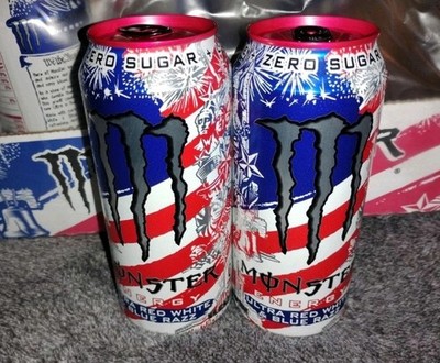 MONSTER ENERGY-ULTRA RED WHITE & BLUE RAZZ-ZERO SUGAR [2-12OZ CANS] LTD EDITION