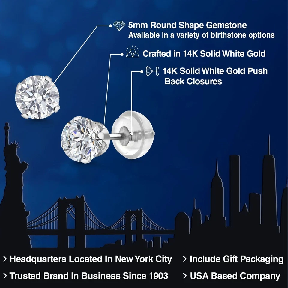 14K 白金 Lab 女士种植钻石耳钉 | 1.00 克拉 | 宝石 — 第 2/4 张图片