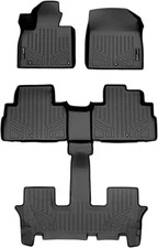 SMARTLINER Custom Fit Black 3 Row Floor Mat Liner Set for 20-23 Kia Telluride