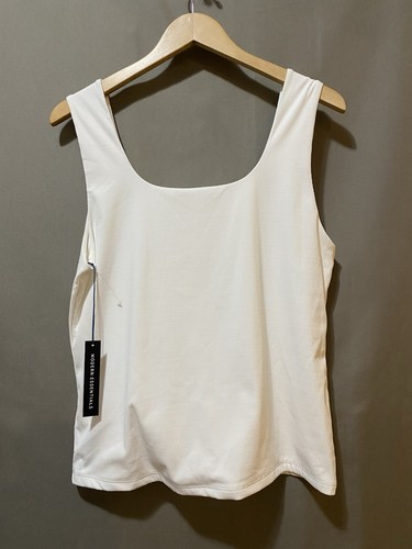 NWT TAHARI Women Sleeveless Square Neck Lined Ribbed Knit Tank Top Size XL White - Picture 5 of 9