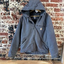 Carhartt GVL Gray Canvas Full Zip Hooded Jacket Men's Medium Work Outdoor Coat