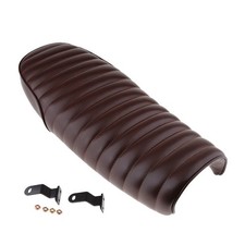 Motorrad Sitzbank Retro Classic Cafe Racer Universell, Stripe braun, Länge 63 cm