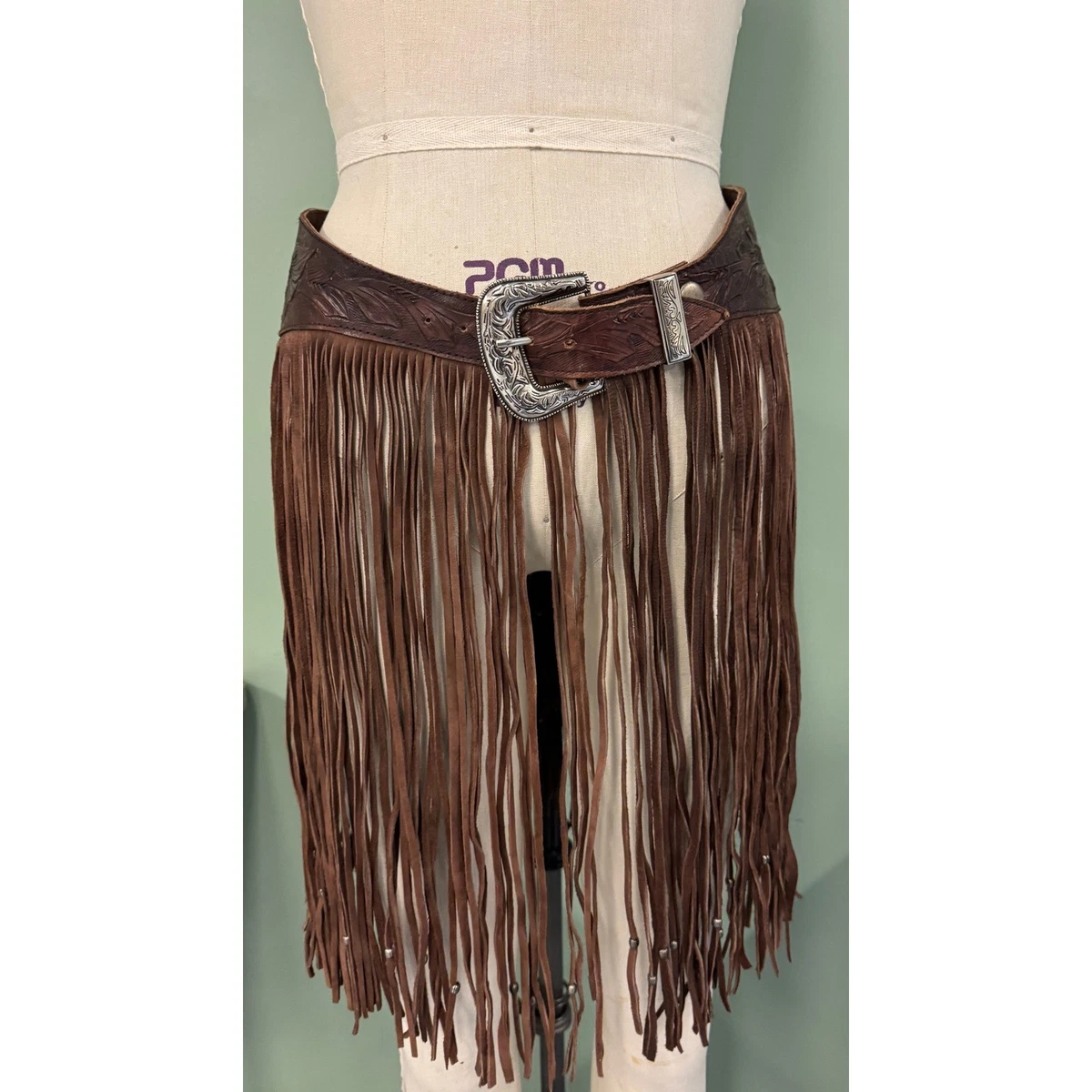 Tasha Polizzi Leopard Print Suede Fringe Studded Belt Black Brown‎ Large Suede Multicolor Belts for Women for sale | eBay main image 3