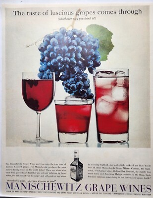 1959 Manischewitz Grape Wines New York MCM Original Ad Life Magazine 50's