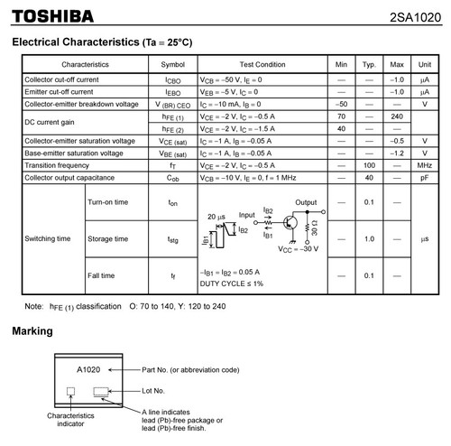 Transistores de potencia pequeños y medianos TOSHIBA 2SA1020Y PNP comúnmente utilizados en audio - Imagen 4 de 4
