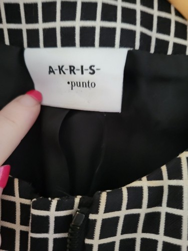 AKRIS PUNTO Womens Black white check windowpane blazer jacket size 8 Tiny Flaw - Picture 3 of 11