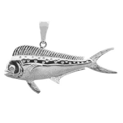 Sterling Silber Mahi Mahi Fisch 3D (3-dimensional) massiver Anhänger, Made in USA