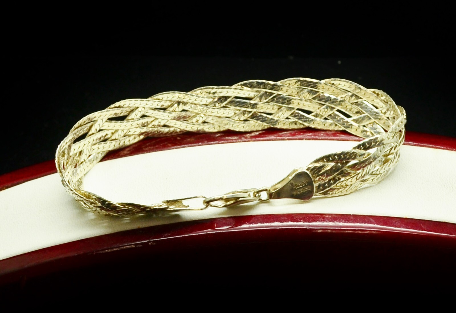 Sterling Silver Thick Braided Chains Bracelet 7.5… - image 3