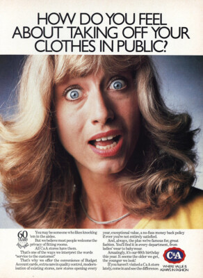 1983 C&A Stores: Taking Off Clothes In Public Vintage Print Ad