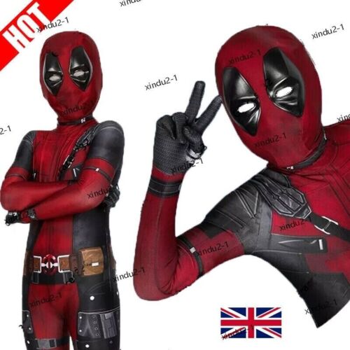 Deadpool Costume Cosplay Kids Bodysuit Boys Children's Day Fancy Dress Party - Picture 10 of 12
