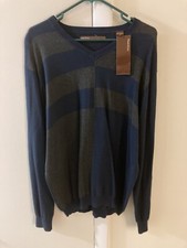 NWT Perry Ellis Men's Pullover Sweater Green Blue Crew Neck Lightweight Block