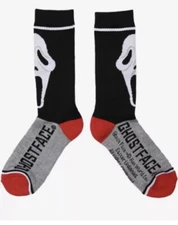 Scream Ghost Face Crew Socks Bioworld Size 8-12 Horror Halloween - Brand New