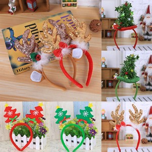 Merry Christmas Kids Sequin Elk Antlers Hairband Adult Headband