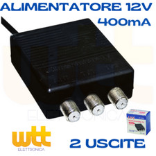 ALIMENTATORE PER ANTENNA AMPLIFICATORE TV DIGITALE TERRESTRE 2 USCITE 12V 400mA