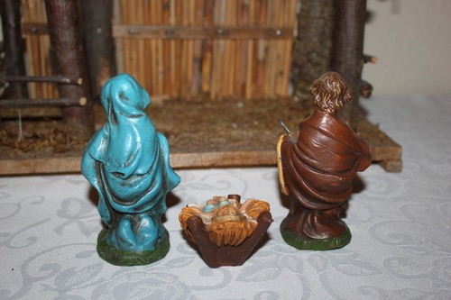 Vintage Italy Nativity Set 9 Creche Figurine Stable Christmas Baby Jesus Manger - Picture 10 of 20