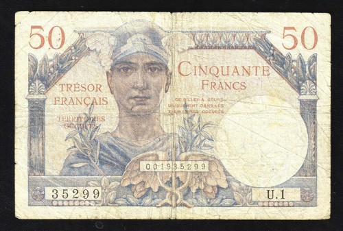 FRANKREICH 1947 TRESOR FRANCAIS 50 FRANC SCHEIN - Bild 1 von 2