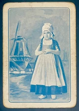 EW377 Swap Playing Card 1 OLD ENGLISH WIDE DUTCH GIRL WINDMILL CLOGS