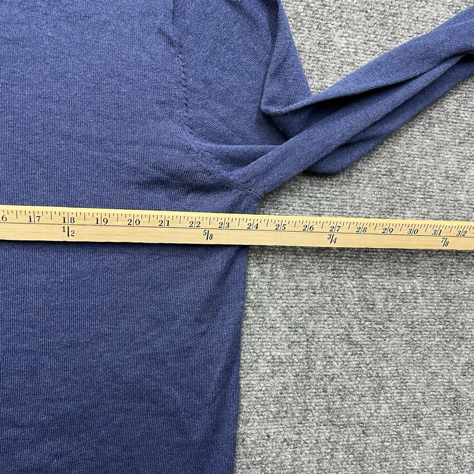 Suéter masculino Paul Frederick 2XL seda cashmere mistura de algodão azul gola V - Imagem 2 de 4