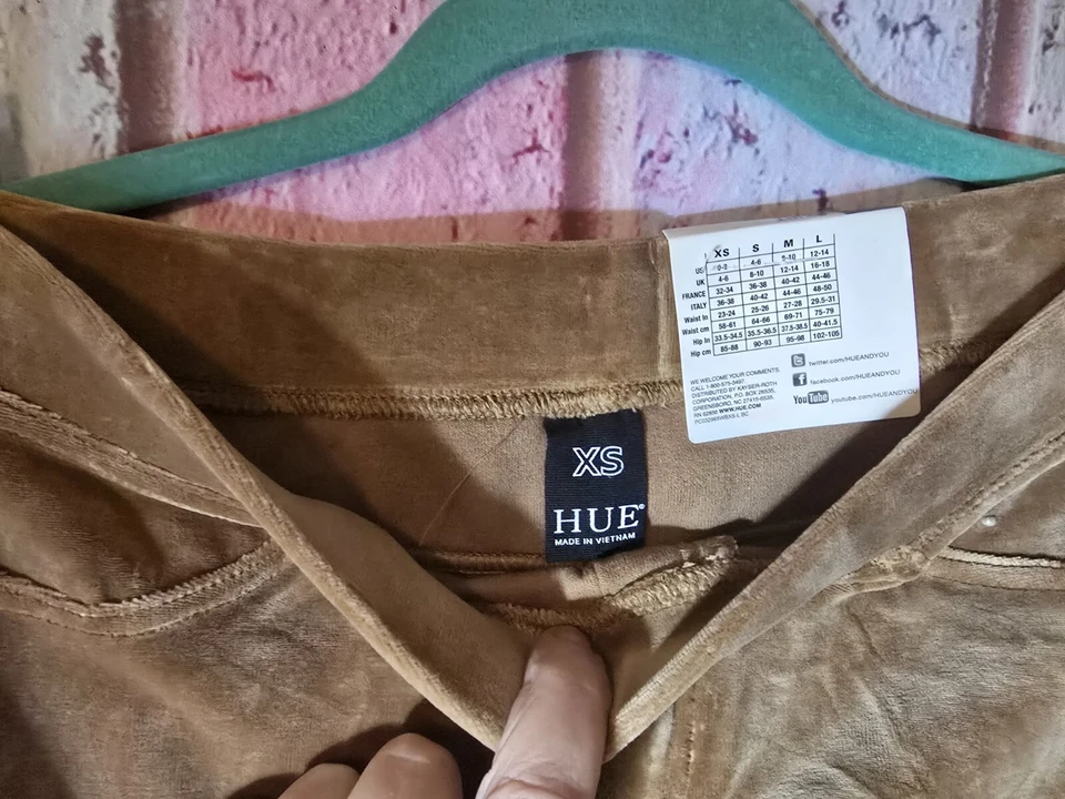 Falda de terciopelo de algodón marrón hasta la rodilla HUE para mujer XS nueva con etiquetas #2082 Foto 4 de 4