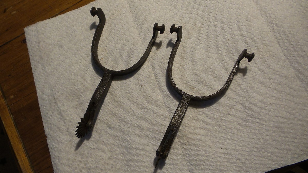 Ancien éperon August Buermann – Cuir Et Chaîne – Talon Western – Pièce Rare
