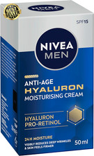 MEN Anti-Aging Face Cream 50ml,Hyaluronic Acid,SPF 15,Reduces Wrinkles,Firmer Sk