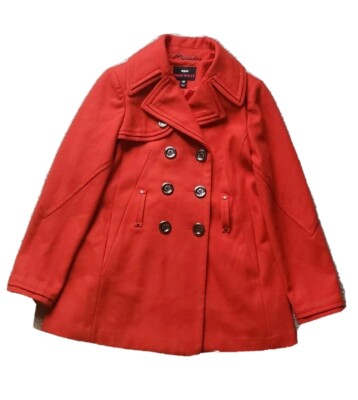 MISS SIXTY VINTAGE Y2K CORAL RED DOUBLE BREASTED FIT & FLARE WOOL