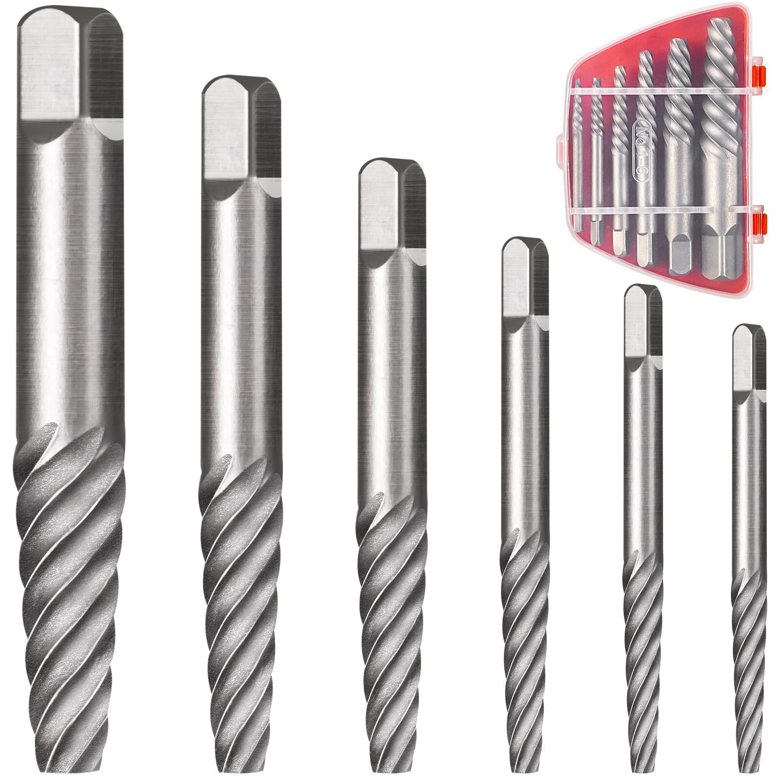 DOAHO 6 Pcs Spiral Screw Extractor Set Cr-Mo Bolt Extractor Kit Easy Out Brok...