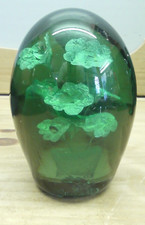 Antique Victorian Green Glass Dump Paperweight, 9 Flower Pot, 2.25kg Large