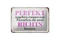 Blechschild Spruch 18X12 Cm Perfekt Aussehen Nichts KöNnen Deko Schild