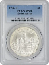 1996-D Smithsonian Olympic Silver Commemorative Dollar MS70 PCGS Mint State 70