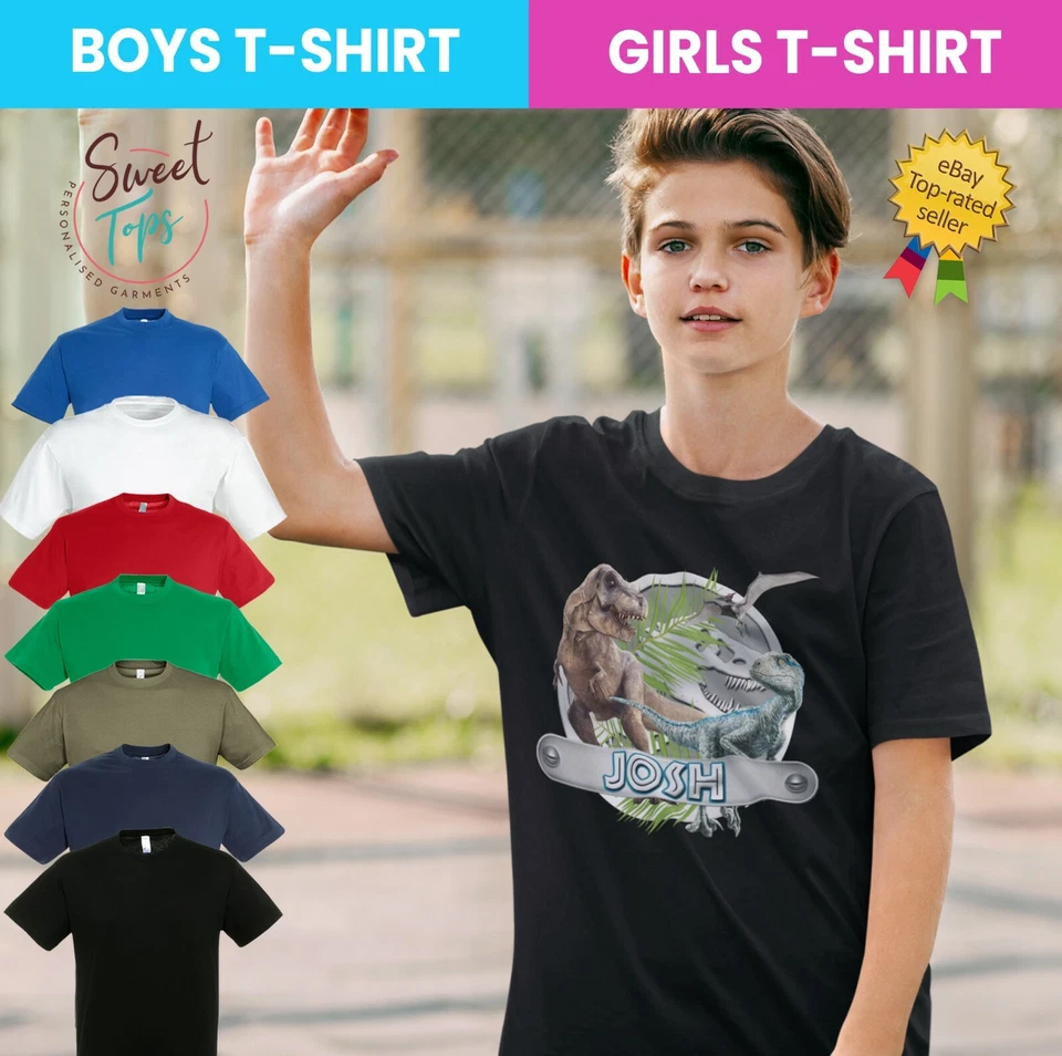 SWEET TOPS PERSONALISED T-REX DINOSAURS INSPIRED T SHIRT BOYS GIRLS CHILRENS KIDS