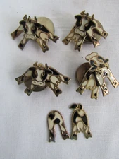 Vintage Enamel Cow Button Covers With WIGGLE Legs -4 Pc Lot -(1 set Extra Legs )