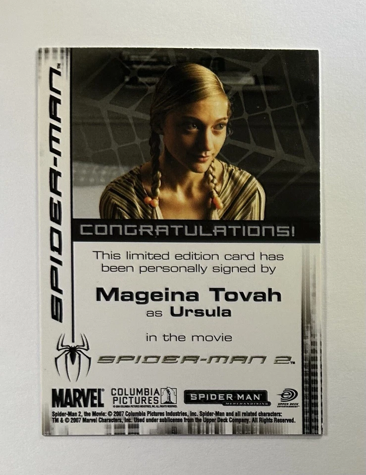 URSULA - MAGEINA TOVAH 2007 SPIDER-MAN 2 Rittenhouse AUTO AUTOGRAPH CARD - Image 2 of 2