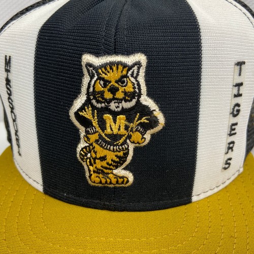 Vintage Missouri Tigers NCAA College Black Snapback Hat AJD Lucky Stripes 80s - Picture 3 of 10