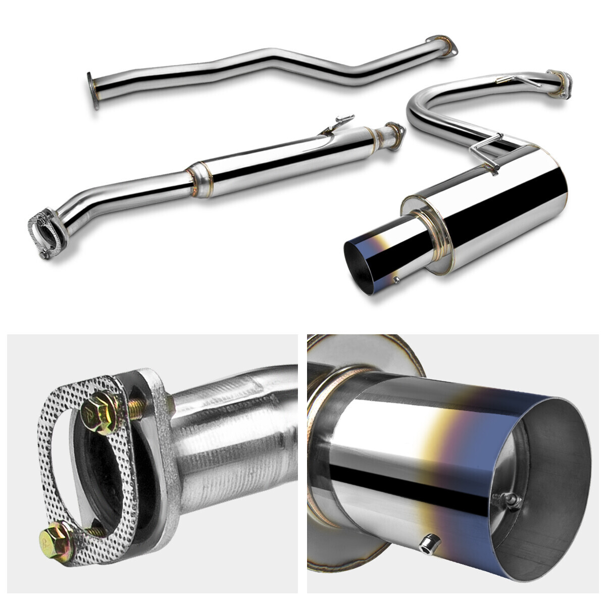 4" Burnt Tip Muffler Steel Catback Exhaust System for 0510 Scion Tc