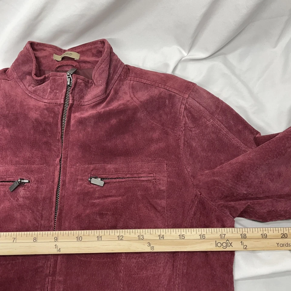 Ruff Hewn Leather Jacket Genuine Suede Leather Red Lightweight Women's Sz. S - Image 3 of 4
