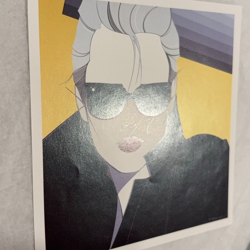 Patrick Nagel Book Plate Mini Print 5" Sq Dark Shades Vtg 80s Pop Art Deco Bold - Picture 8 of 9