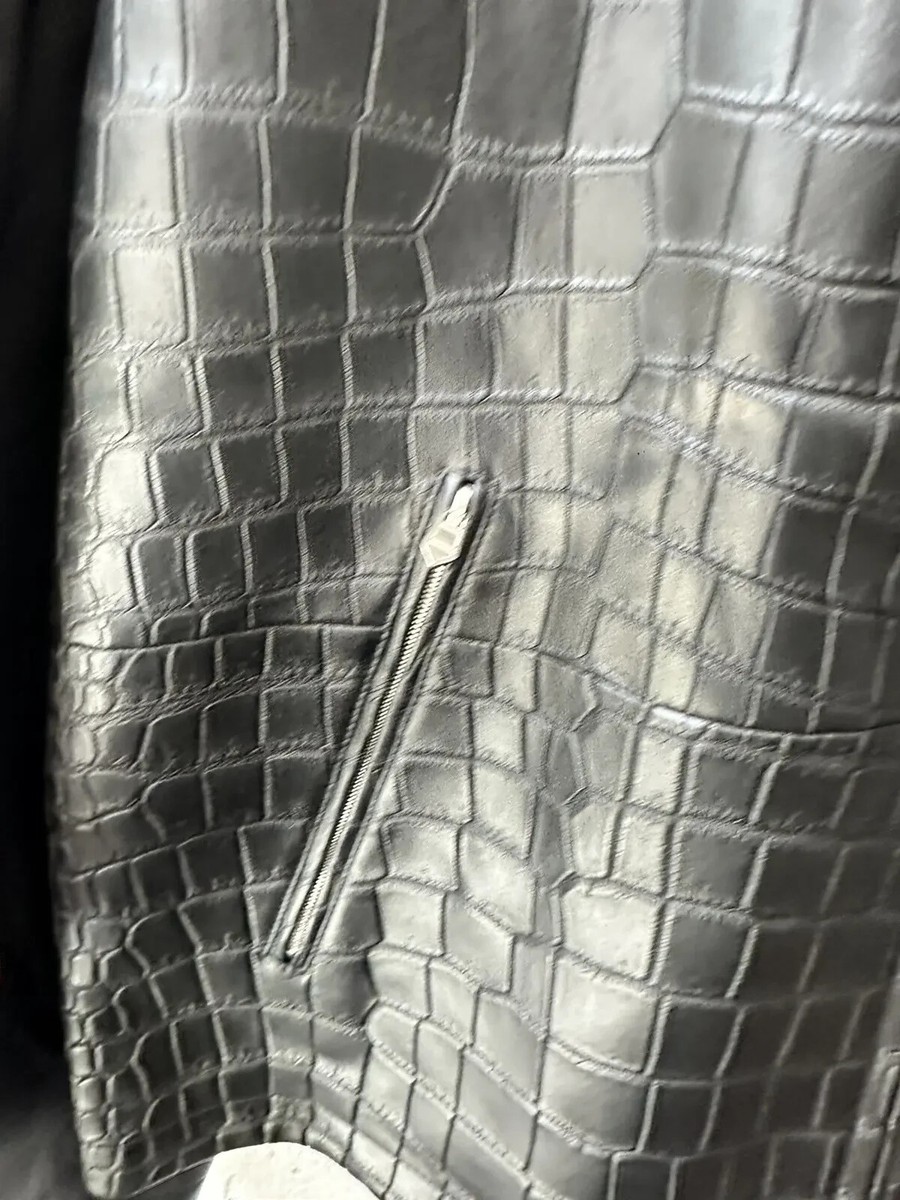 カ*ん様 HERMES crocodile leather jacket HERMES 1/1 CROCODILE/LEATHER JACKET: BLACK SIZE EURO 52 FITS