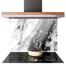 Glass Splashback Kitchen Tile Cooker Wall Panel 47 Sizes Marble Mixed Fluid #02