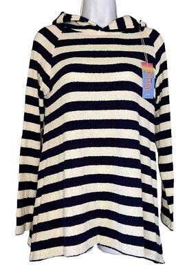 NWT Warm Fun Penfield Hoodie Sz S Navy Ivory Stripe Long Sleeve Terry Cloth $175