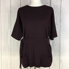 a.n.a Angora Wool Blend Sweater Tie Belt Pockets Purple Women's M