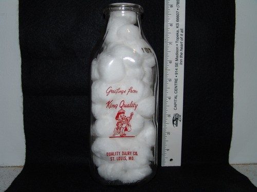 VINTAGE KING QUALITY DAIRY CO MILK BOTTLE ONE QUART - Picture 5 of 12