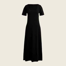 NWT $89 J.Crew Women's XS 100% Cotton Knit Black SS Scoop Neck T-Shirt Dress
