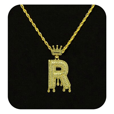 Hermosa Letter Necklace, 18K Plated Gold Initial Necklace, Crown