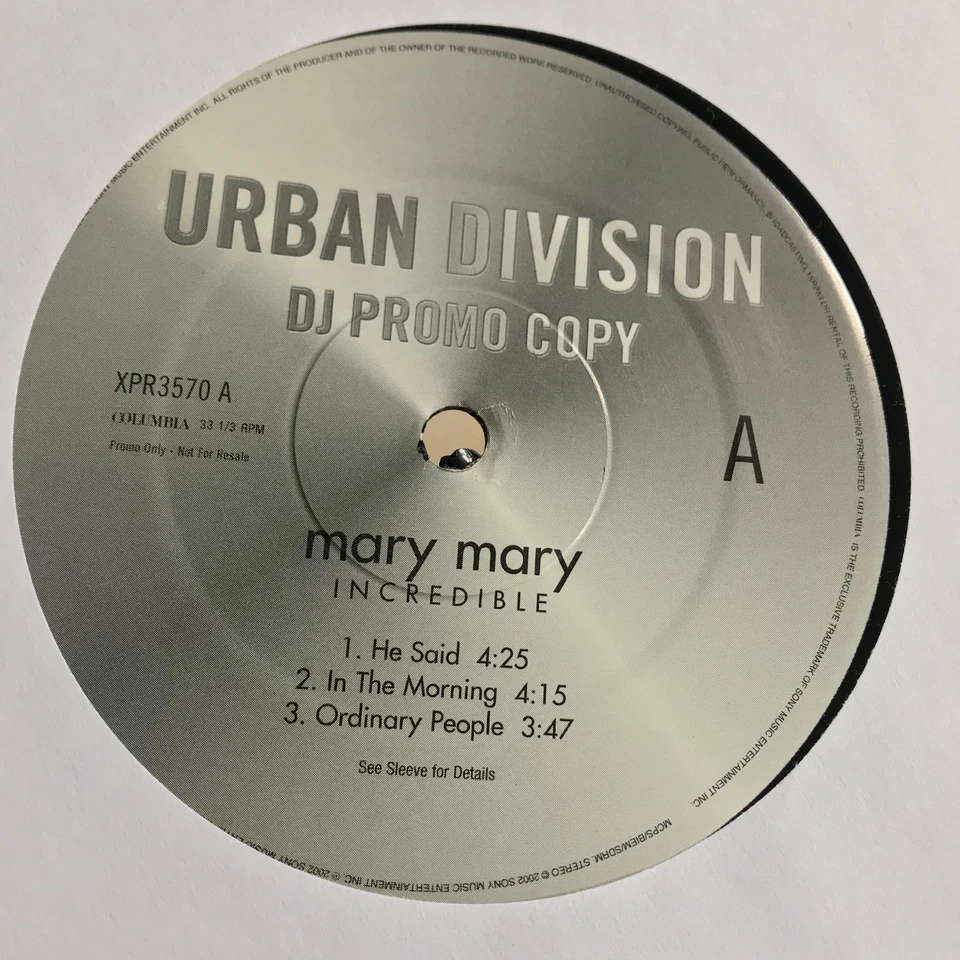 Mary Mary – Incredible UK Album Sampler Vinyl Promo *DL - Image 3 of 4