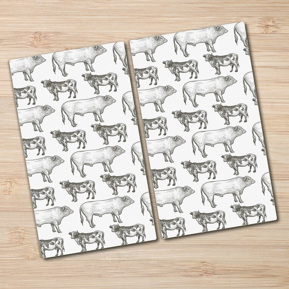 Tabla de pan de vidrio templado encimera ahorrador vacas rurales blanco y negro 2x30x52 Foto 2 de 4