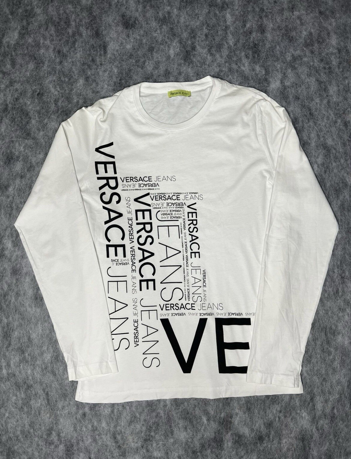 Versace Embroidered Logo Long Sleeve Denim Shirt