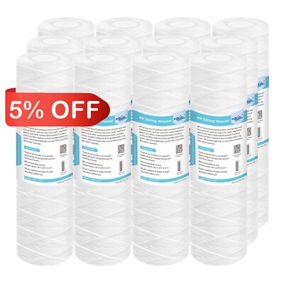 10'' x 2.5'' String Wound Whole House Sediment Water Filter 1/5/10/20/30/50 Micron
